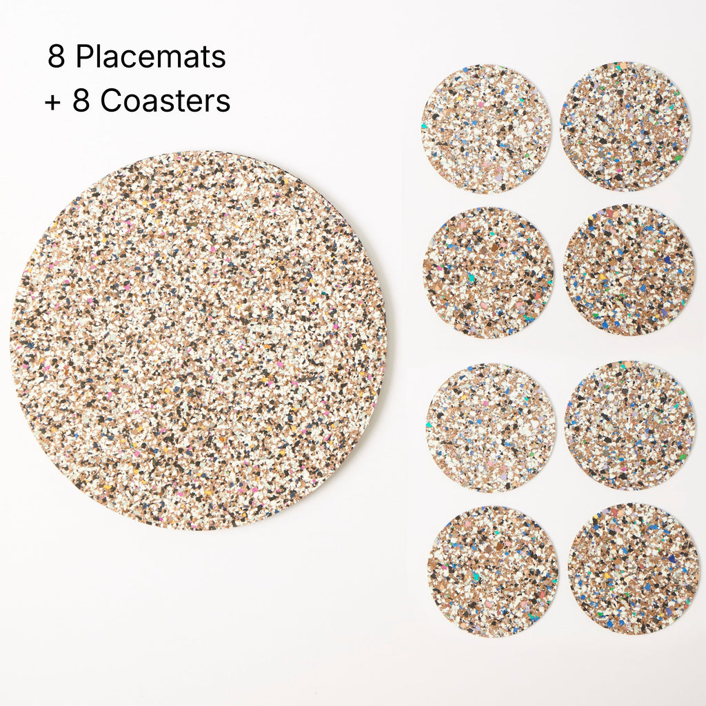 Beach Clean Placemats and Coasters  Round Set of 8