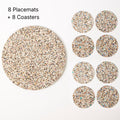 Beach Clean Placemats and Coasters  Round Set of 8