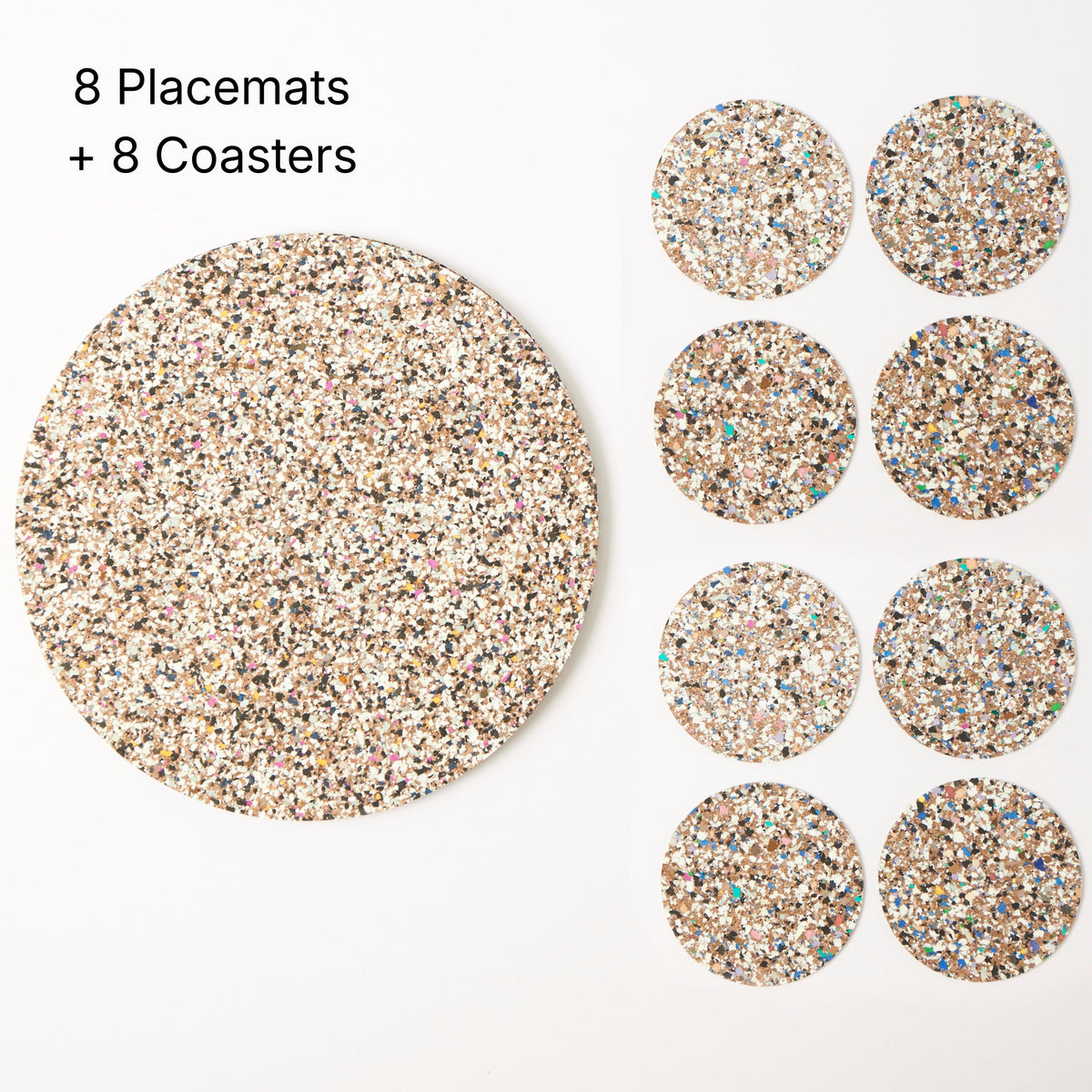 Beach Clean Placemats and Coasters  Round Set of 8