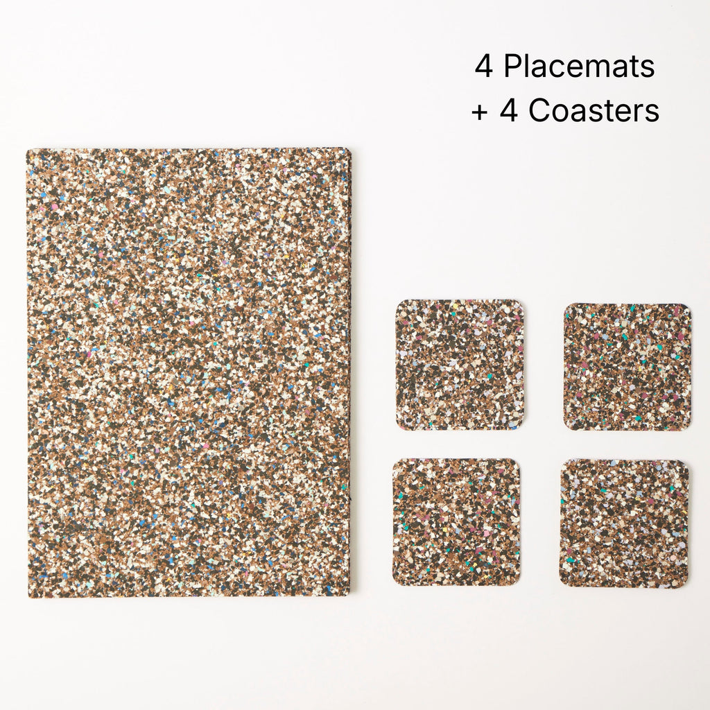 Beach Clean Rectangle Placemats and Coasters Bundle | Table Set of 4