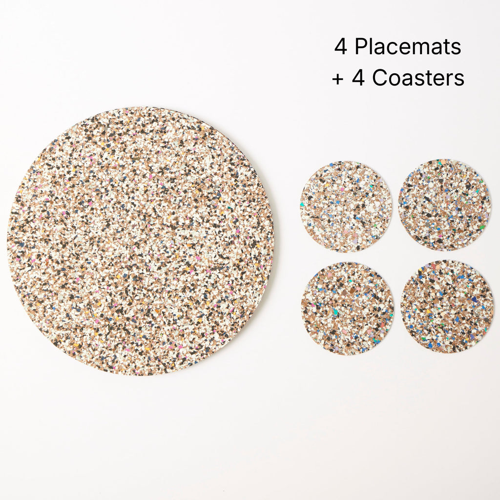 Beach Clean Round Placemats and Coasters Bundle | Table Set of 4