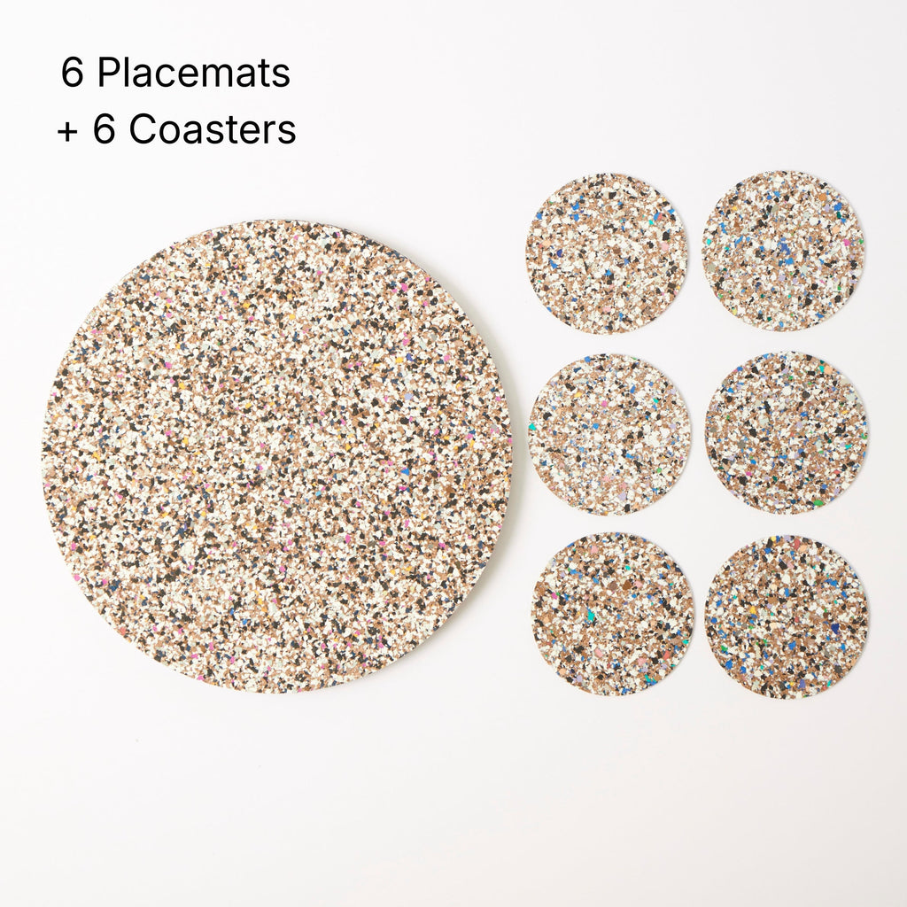 Beach Clean Round Placemats and Coasters Bundle | Table Set of 6