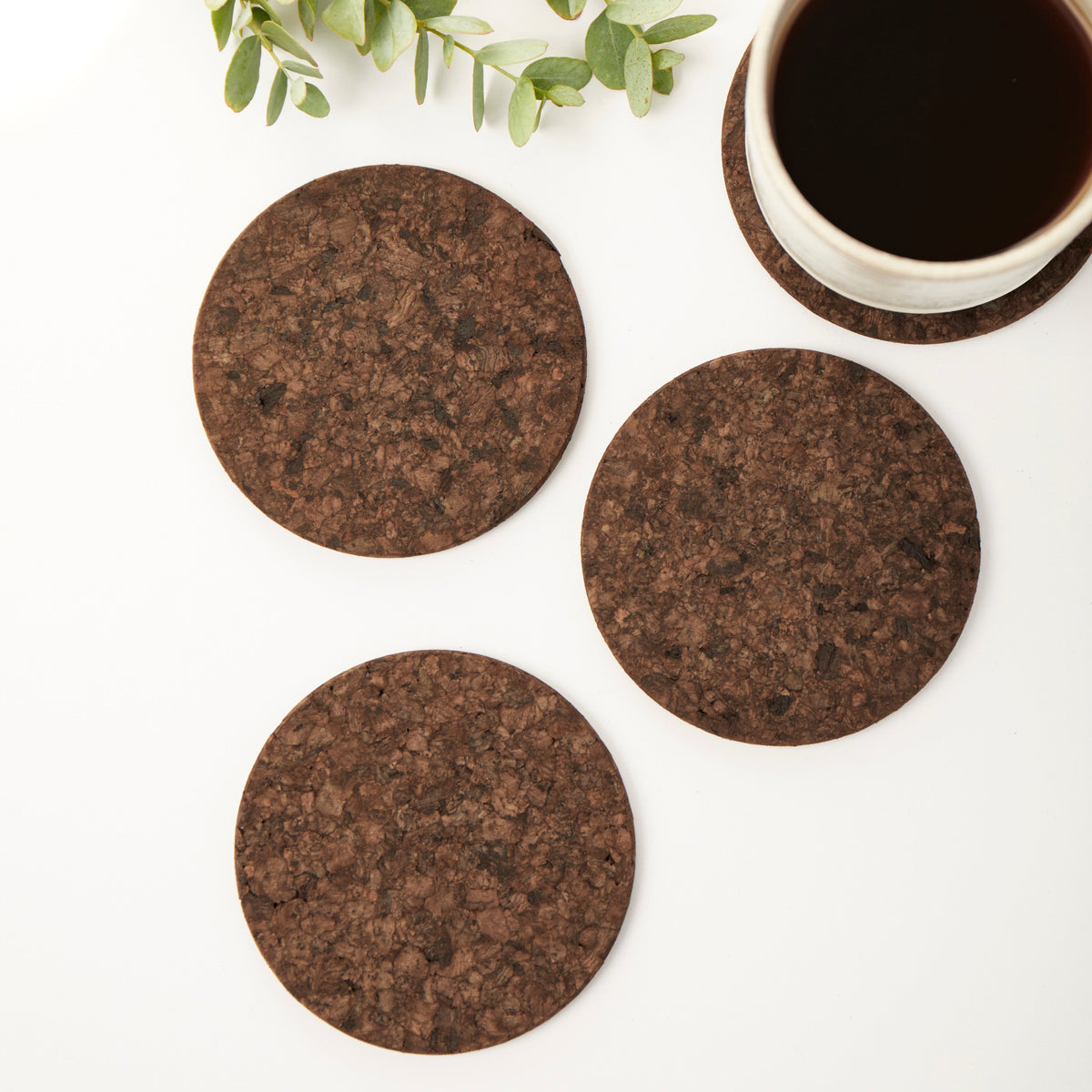 Smoked Cork Coasters | Round | Set of 4
