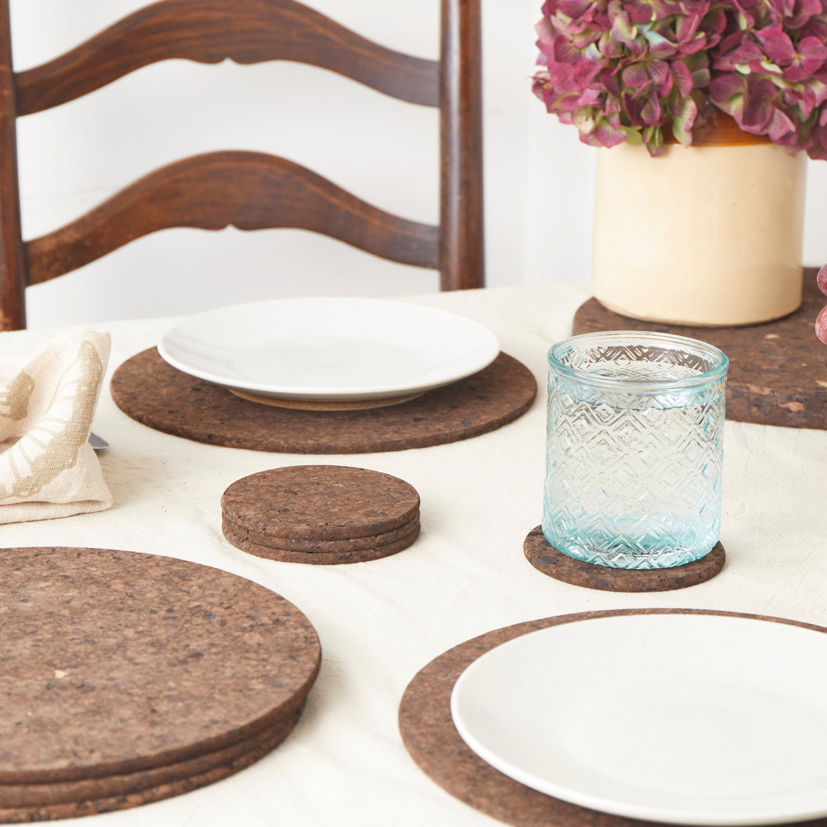 Smoked Cork Coasters | Round | Set of 4