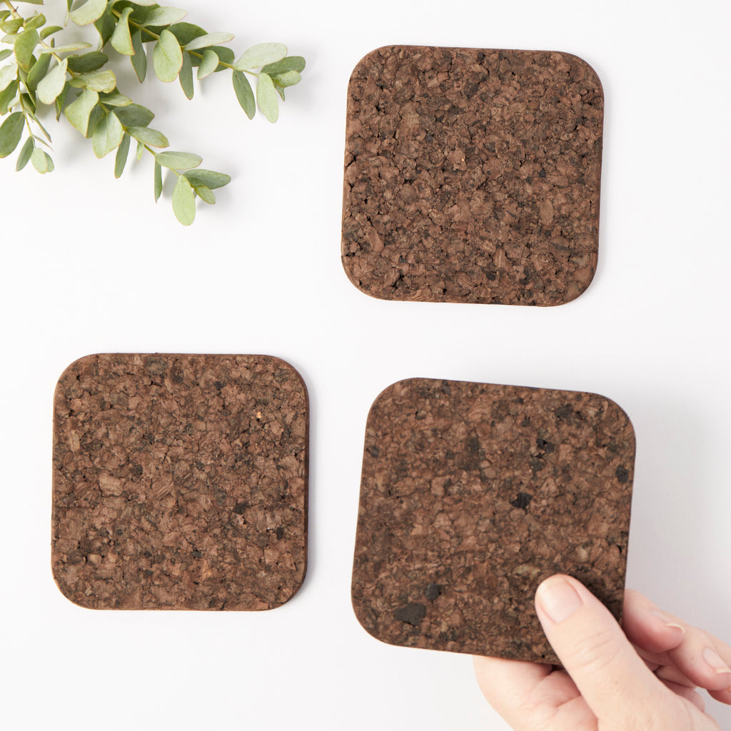 Smoked Cork Coasters | Square | Set of 4