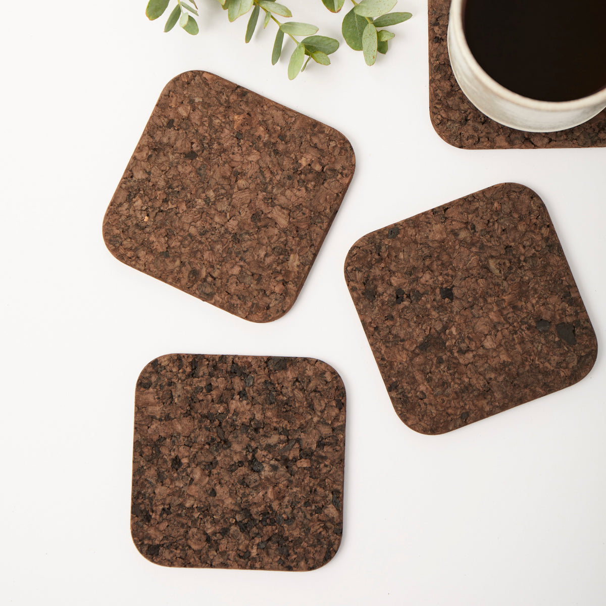 Smoked Cork Coasters | Square | Set of 4