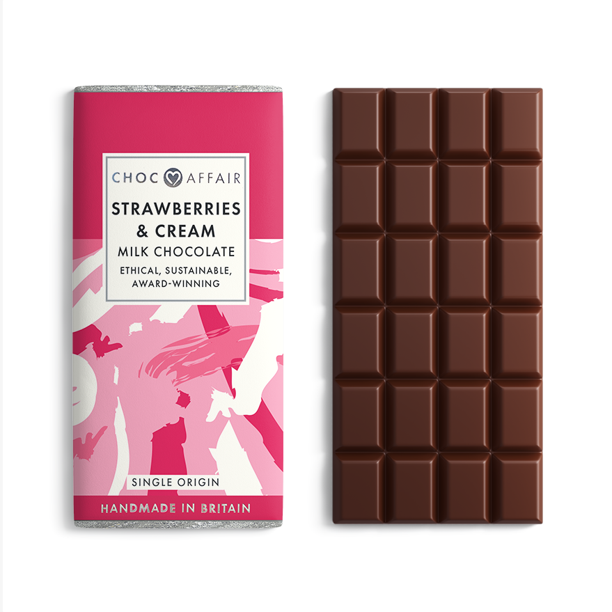 Choc Affair Strawberries & Cream Milk Chocolate Bar